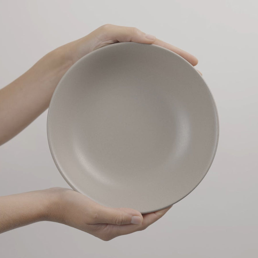 4 piece beige stoneware ceramic pasta serving bowls