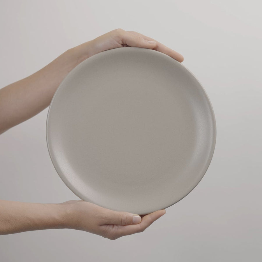 4 piece beige stoneware ceramic dinner plates