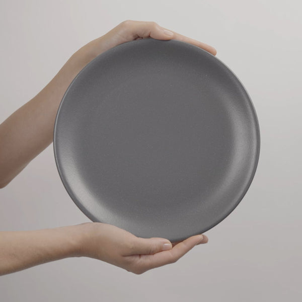 4 piece grey stoneware ceramic dinner plates
