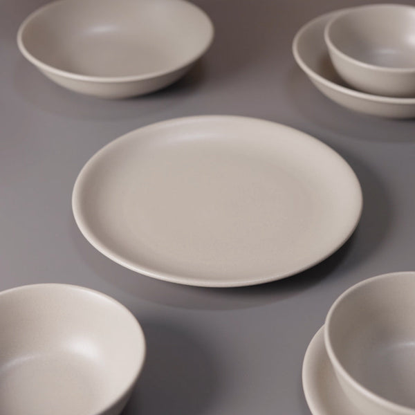 4 piece beige stoneware ceramic dinner sets