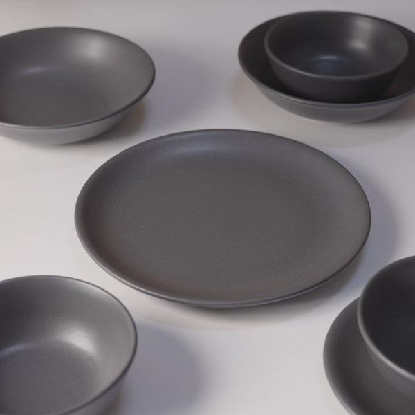 4 piece grey stoneware ceramic dinner sets