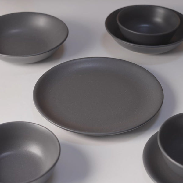 12 piece grey stoneware ceramic dinner sets