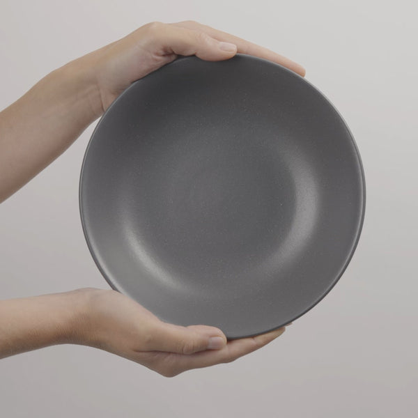 4 piece grey stoneware ceramic pasta serving bowls