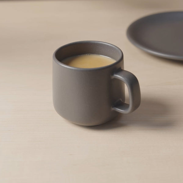 4 piece grey stoneware ceramic coffee tea mugs