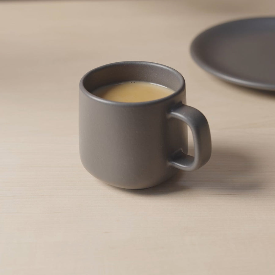 4 piece grey stoneware ceramic coffee tea mugs